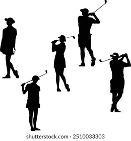 Golf players silhouette - Golf players bundle	
