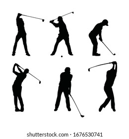 Golf Players Silhouette Stock Illustrations