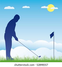 Golf players silhouette. Vector illustration
