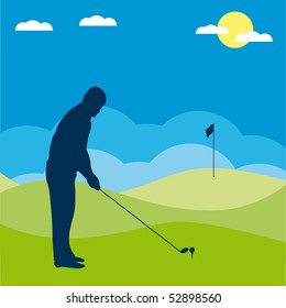 Golf players silhouette. Vector illustration