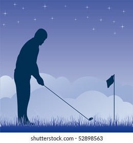 Golf players silhouette. Vector illustration