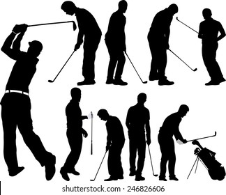 Golf players silhouettes - vector