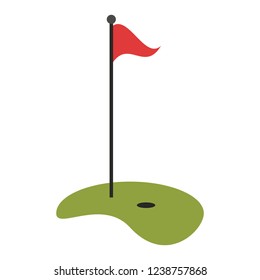 Golf playfield flag and hole