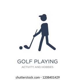 Golf playing icon. Trendy flat vector Golf playing icon on white background from Activity and Hobbies collection, vector illustration can be use for web and mobile, eps10