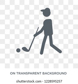 Golf playing icon. Trendy flat vector Golf playing icon on transparent background from Activity and Hobbies collection. 