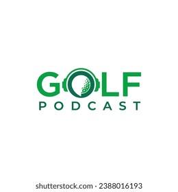 Golf Podcast logo design. Vector illustration the hole in golf with flag. modern logo design vector icon template