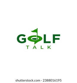 Golf Podcast logo design. Vector illustration the hole in golf with flag. modern logo design vector icon template