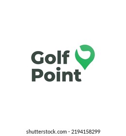 Golf Point logo for golf sport center made with icon of location and golf stick