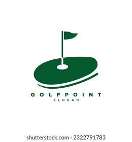 Golf point sport field flag logo design vector illustration for your brand or business