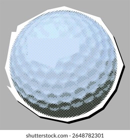Golf pole and ball dotted collage element pointilize in paper torn vector, blending sports imagery with artistic texture. Ideal for unique golf-themed designs, posters, or creative collages.