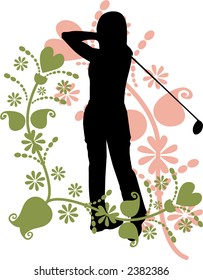 golf pose with decorative frame