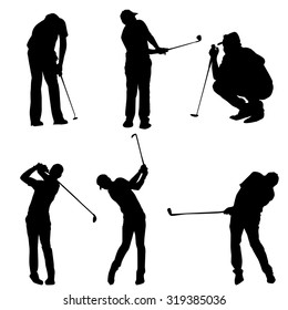 Golf Poses Silhouette Vector