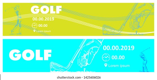 Golf poster or banner template. Minimal style