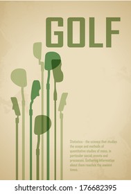 Golf poster. Postcard. Sport for gentlemen. Golf background - game time