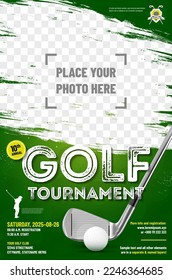 Golf poster template with place for your photo - vector illustration