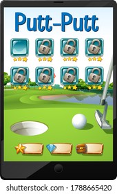 Golf Or Putt Putt Game On Tablet Screen Illustration