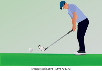 golf putter player vector character hitting ball
