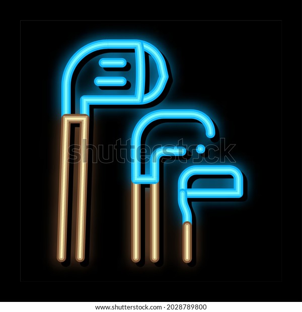 Golf Putters neon\
light sign vector. Glowing bright icon Golf Putters sign.\
transparent symbol\
illustration
