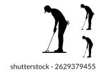 Golf Putting symbol, black isolated silhouette