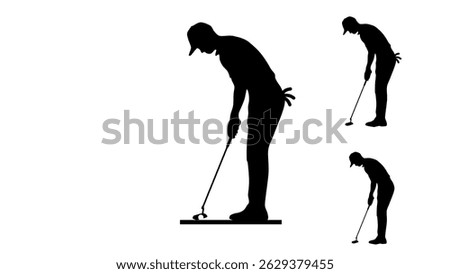 Golf Putting symbol, black isolated silhouette