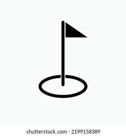 Golf Range Icon. Flags Symbol on the Grass  -  Vector.