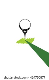 Golf realistic background with ball on a tee and green grass vector illustration