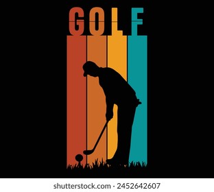 Golf Retro colorful T-shirt Design . 