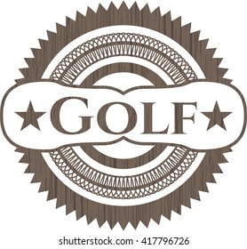 Golf retro style wooden emblem