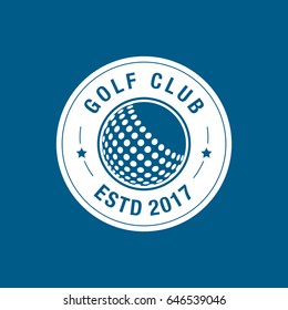 Golf Round Emblem Flat Icon On Blue Background