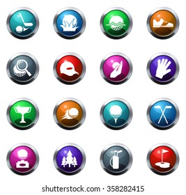 Golf round glossy web icon set