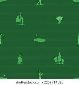 Golf Scenery doodle seamless pattern. Cartoon illustration vector illustration background. For print, textile, web, home decor, fashion, surface, graphic design