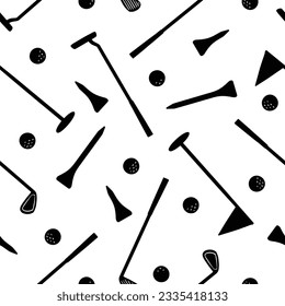 Golf seamless pattern. Golf club and golf balls vector illustration pattern background. 