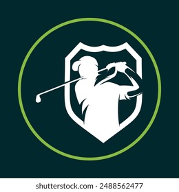 Golf shield active trendy icon satisfied abstract vector illustration artwork design