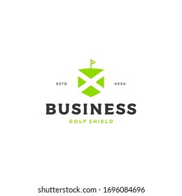 Golf shield logo design vector illustration