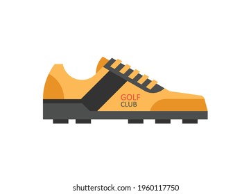 Golf Shoes. Golfer sports equipment. flat style. isolated on green background