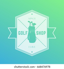 Golf shop emblem, vector logo, badge