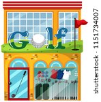 A golf shop on white background illustration