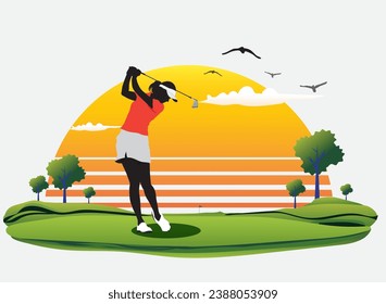 Golf silhouette vector illustration, White tone.