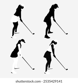 Golf Silhouette Woman Vector Image And Illustration