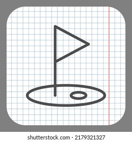 Golf simple icon vector. Flat design. On graph paper. Grey background.ai