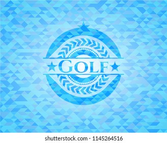 Golf sky blue emblem. Mosaic background