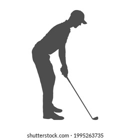 Golf  Solid silhouette man  golfer  Silhouette golfer athlete  Flat Style