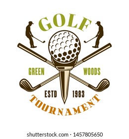 Golf sport club vector emblem, badge, label or logo. Vintage colored illustration isolated on white background