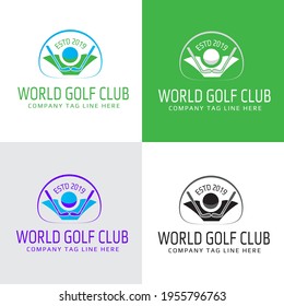 golf sport course field vector design logo 