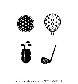 Golf sport game vector glyph icons set.