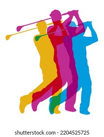Golf sport graphic with player in action.