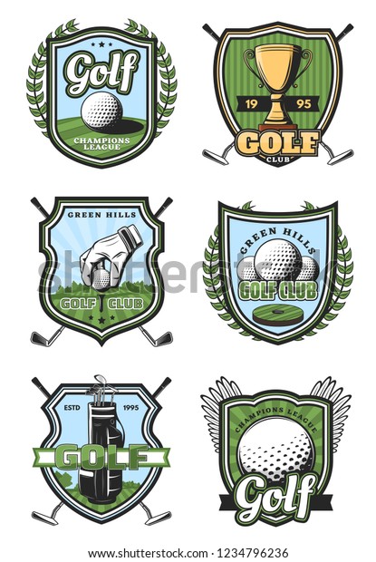 Golf Sport Heraldic Icons Symbols Crossed Stock Vector (Royalty Free ...