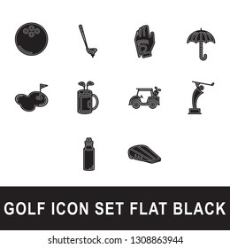golf sport icon set flat black