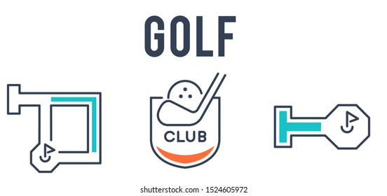 Golf sport icons set. Simple set of golf sport icons for web design on white background