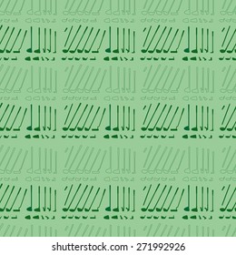 Golf sport items seamless texture.  Driver, wood, iron, wedge, putter golf clubs and club heads. Editable and web design suitable. Lines and silhouettes.